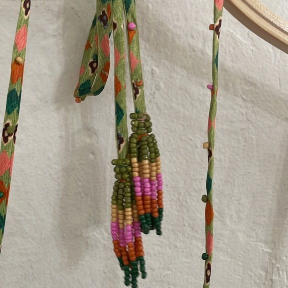 FARM RIO Women's Pink Fruits Queen Scarf Lenzing Ecovero Viscose Blouse Size L - Picture 6 of 9